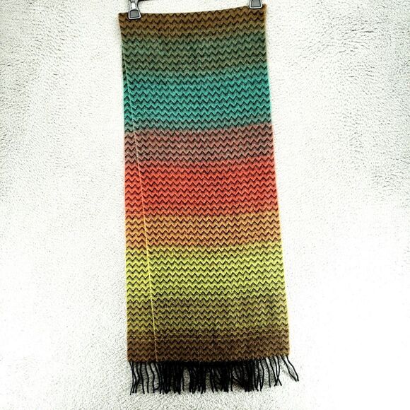 100% Cashmere Scarf Multicolor Gradient 64 X 13 Made in Scotland British Flag - Picture 2 of 13